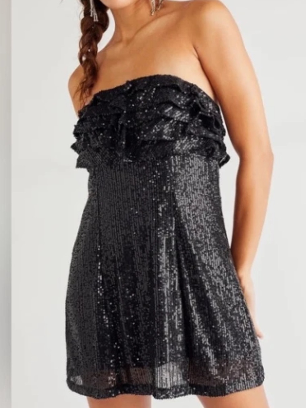 Free People Frida Sequined Ruffle Mini Dress(size 10)